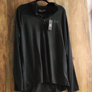 NWT Under Armour 1/4 Zip Pullover Black Loose Size XL